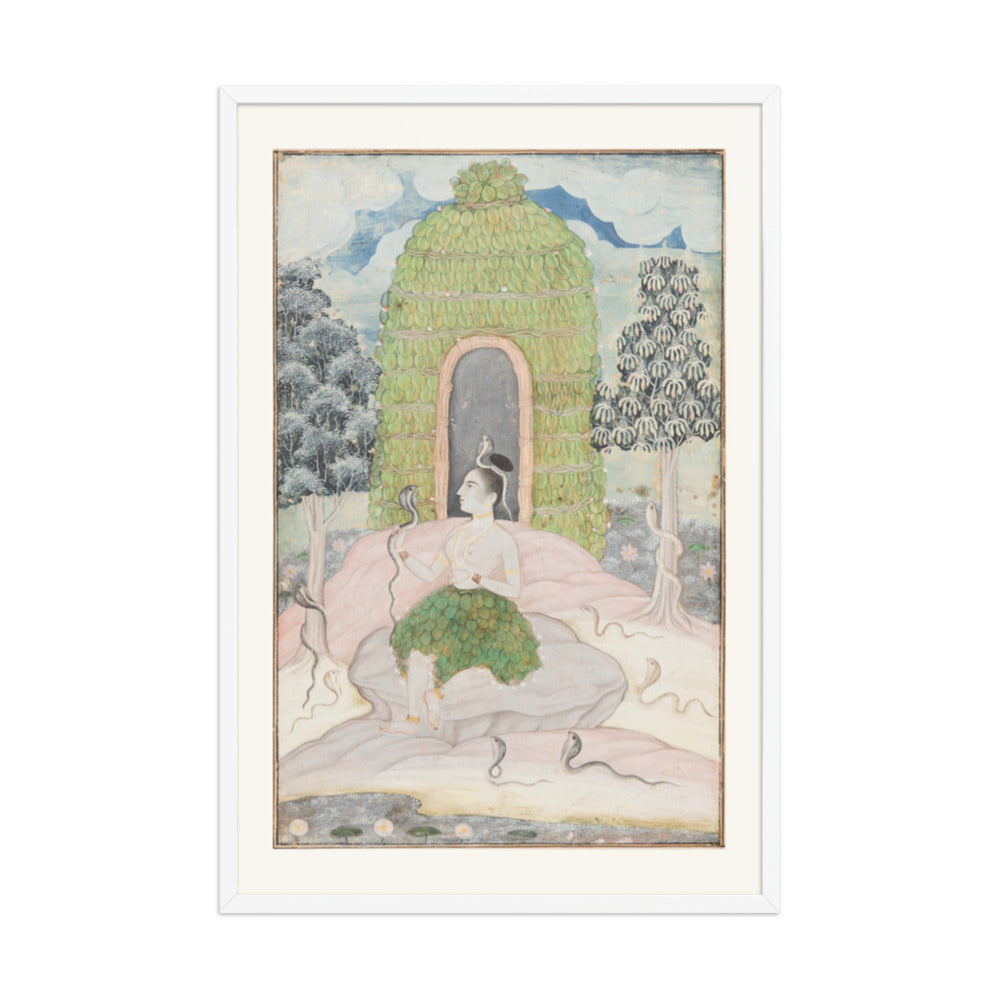 Ascetic Princess with Snakes in a Wilderness: Asavari — Restored Rajput Wall Art — view 10