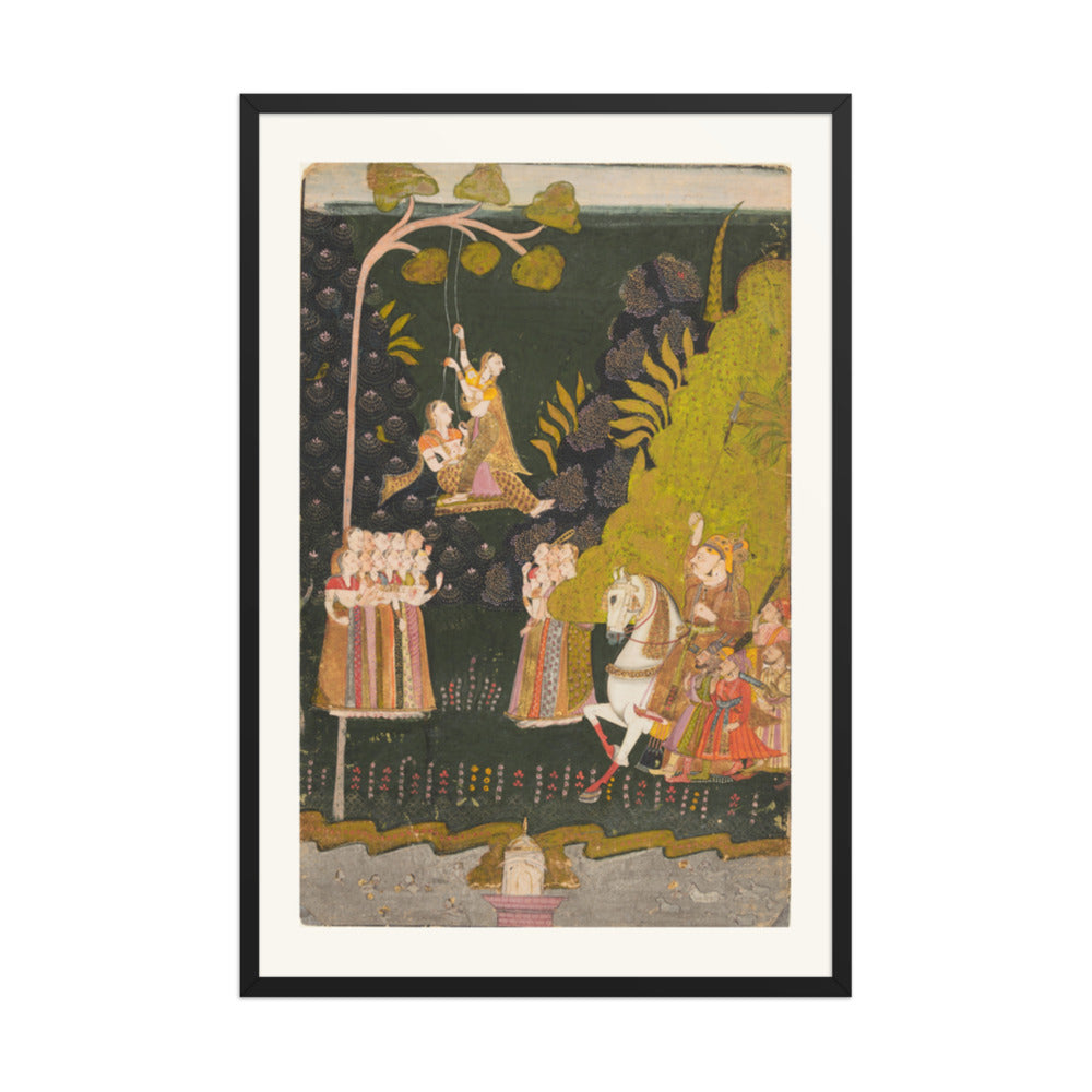 Maharaja Abhai Singh at the Teej Festival — Restored Rajput Wall Art — view 10
