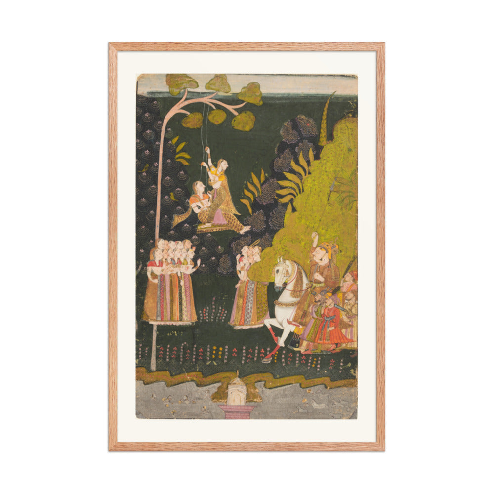 Maharaja Abhai Singh at the Teej Festival — Restored Rajput Wall Art — view 11