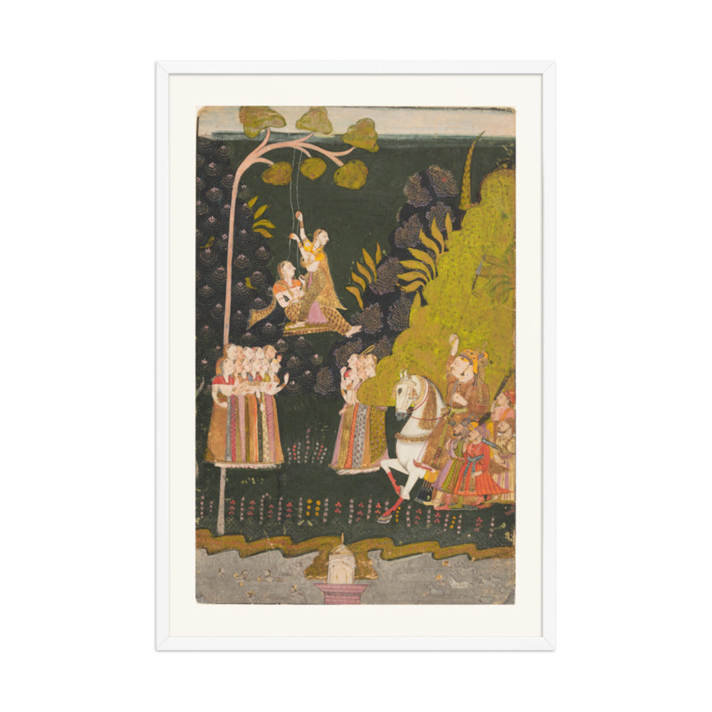 Maharaja Abhai Singh at the Teej Festival — Restored Rajput Wall Art — view 12