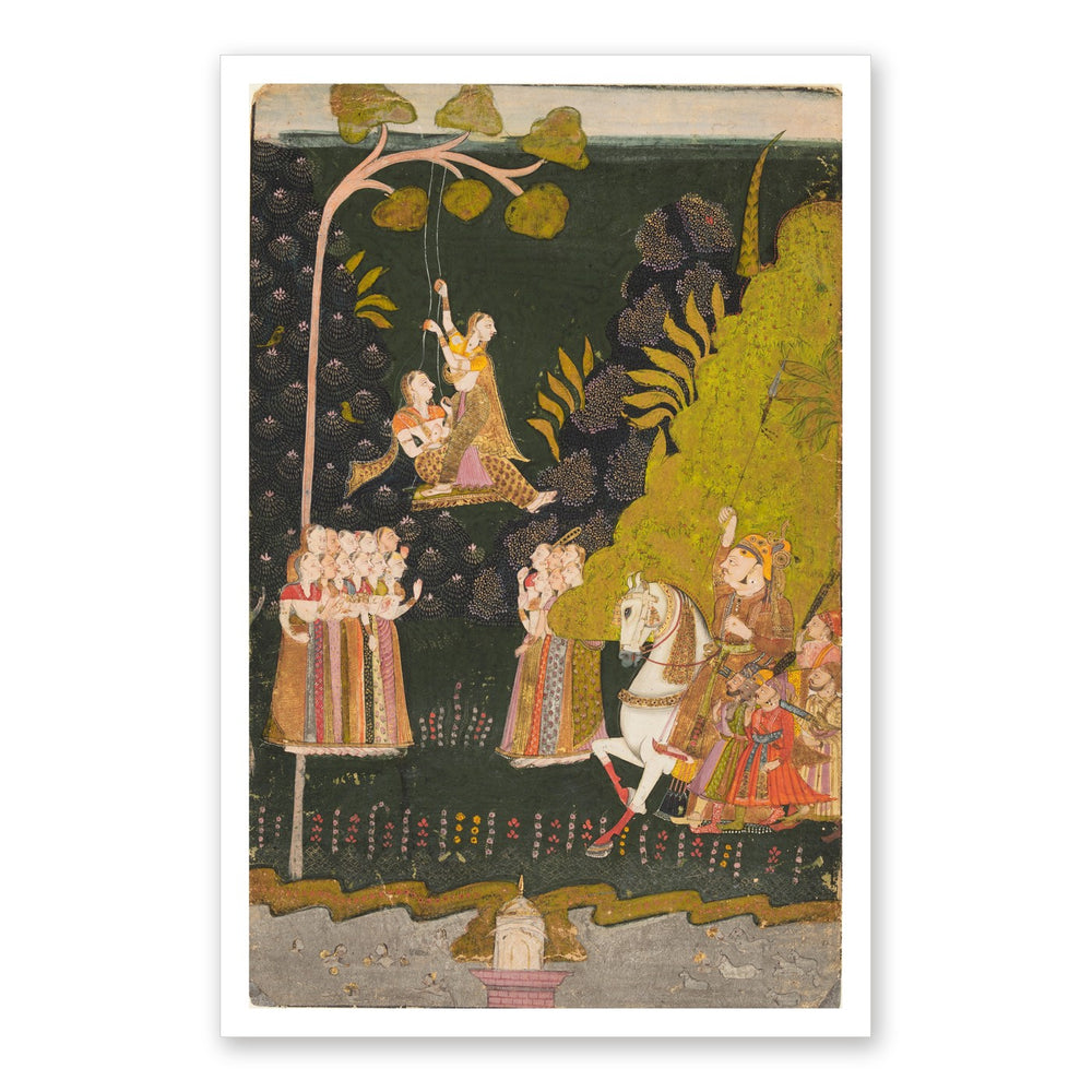 Maharaja Abhai Singh at the Teej Festival — Restored Rajput Wall Art — view 7