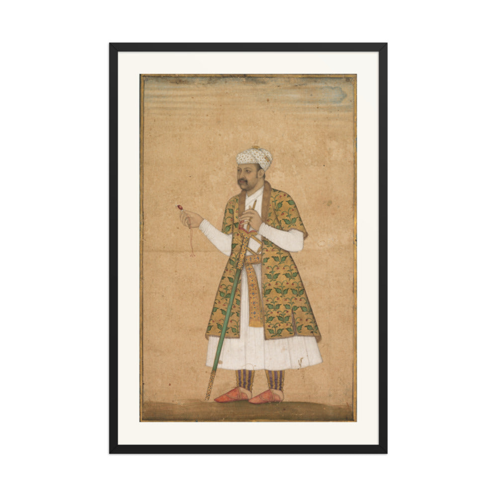 A Courtier Holding a Spinel, by Govardhan — Restored Mughal Wall Art — view 8