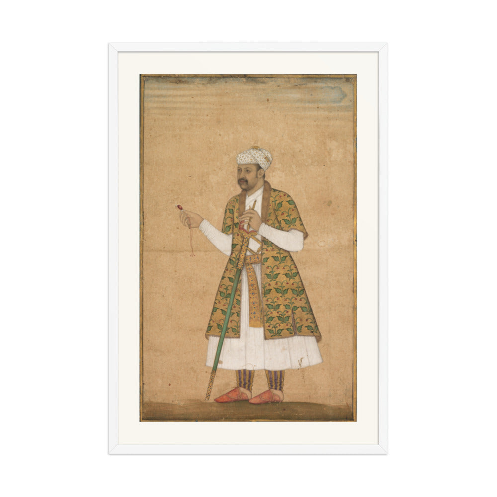 A Courtier Holding a Spinel, by Govardhan — Restored Mughal Wall Art — view 10