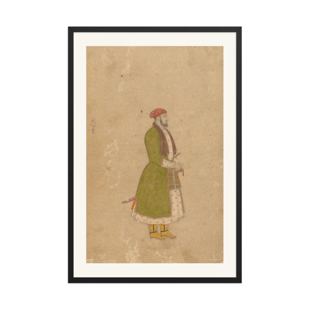 Portrait of the Courtier Mirza Muizz — Restored Mughal Wall Art — view 8