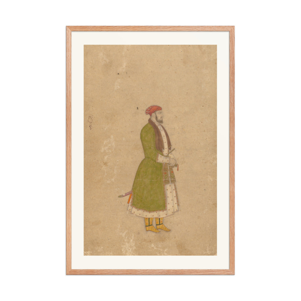 Portrait of the Courtier Mirza Muizz — Restored Mughal Wall Art — view 9