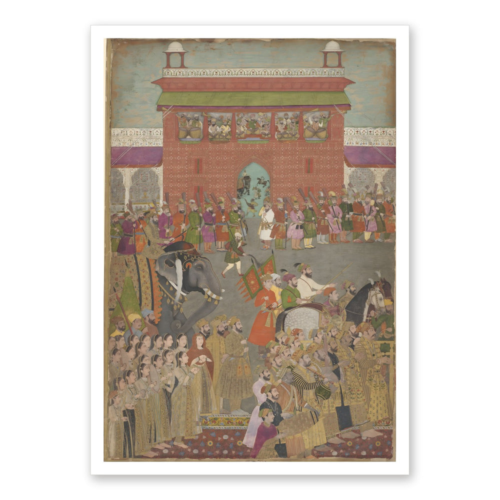 A Royal Procession with Musicians — Restored Mughal Wall Art — view 10