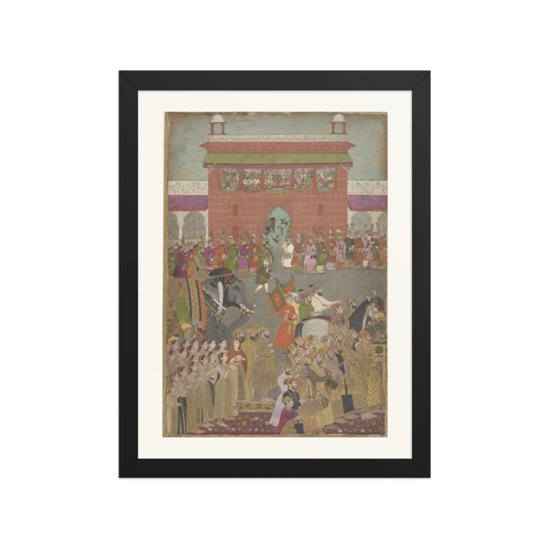 A Royal Procession with Musicians — Restored Mughal Wall Art