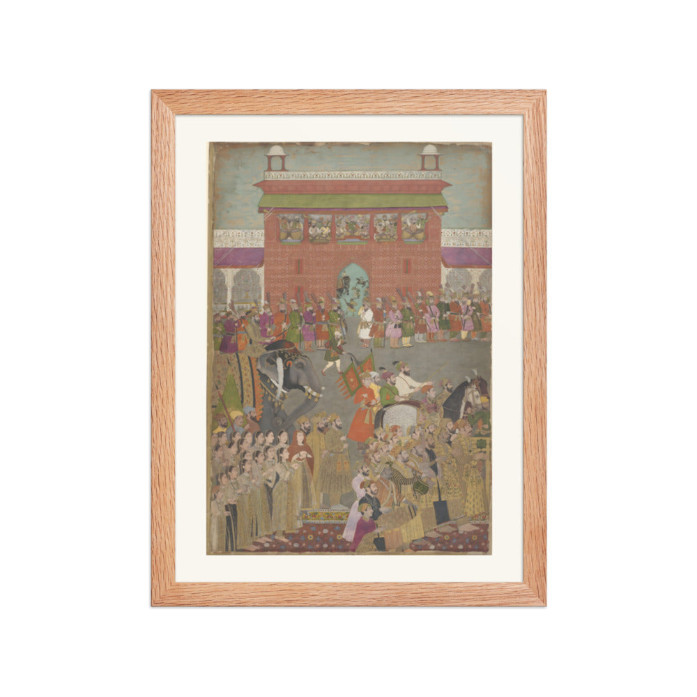 A Royal Procession with Musicians — Restored Mughal Wall Art — view 2
