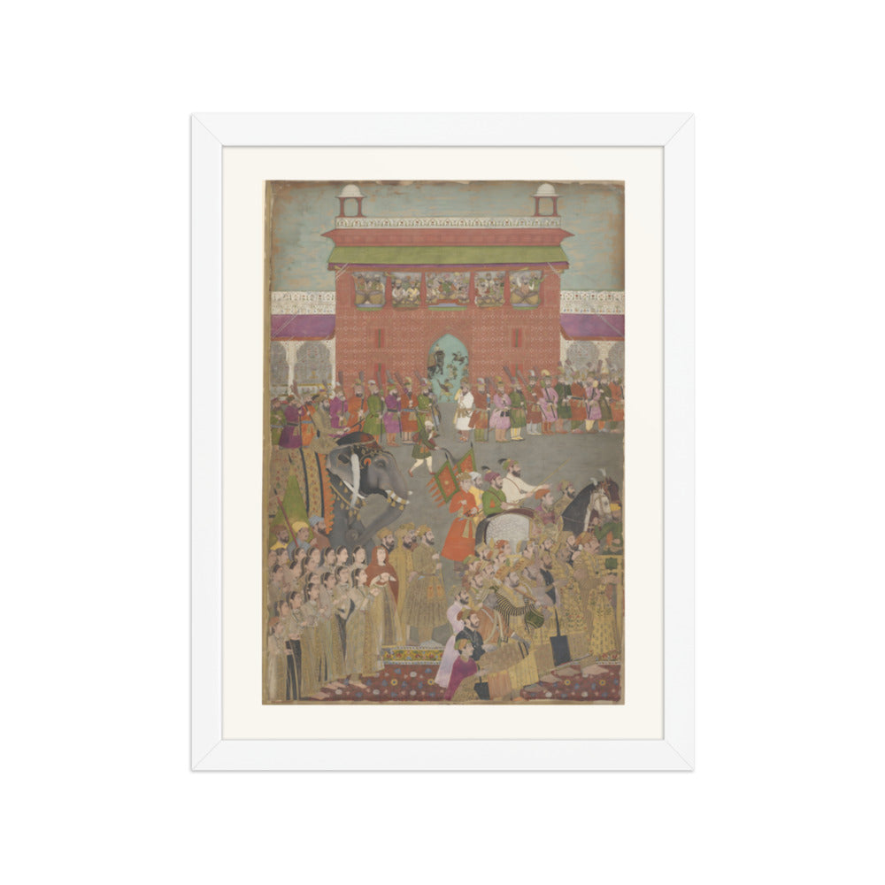 A Royal Procession with Musicians — Restored Mughal Wall Art — view 3