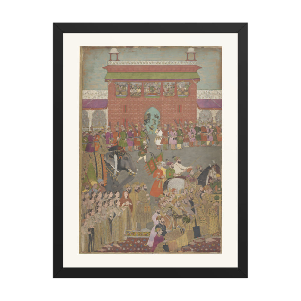 A Royal Procession with Musicians — Restored Mughal Wall Art — view 4