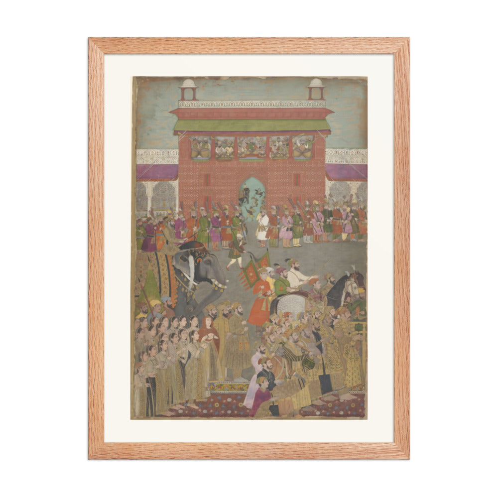 A Royal Procession with Musicians — Restored Mughal Wall Art — view 5