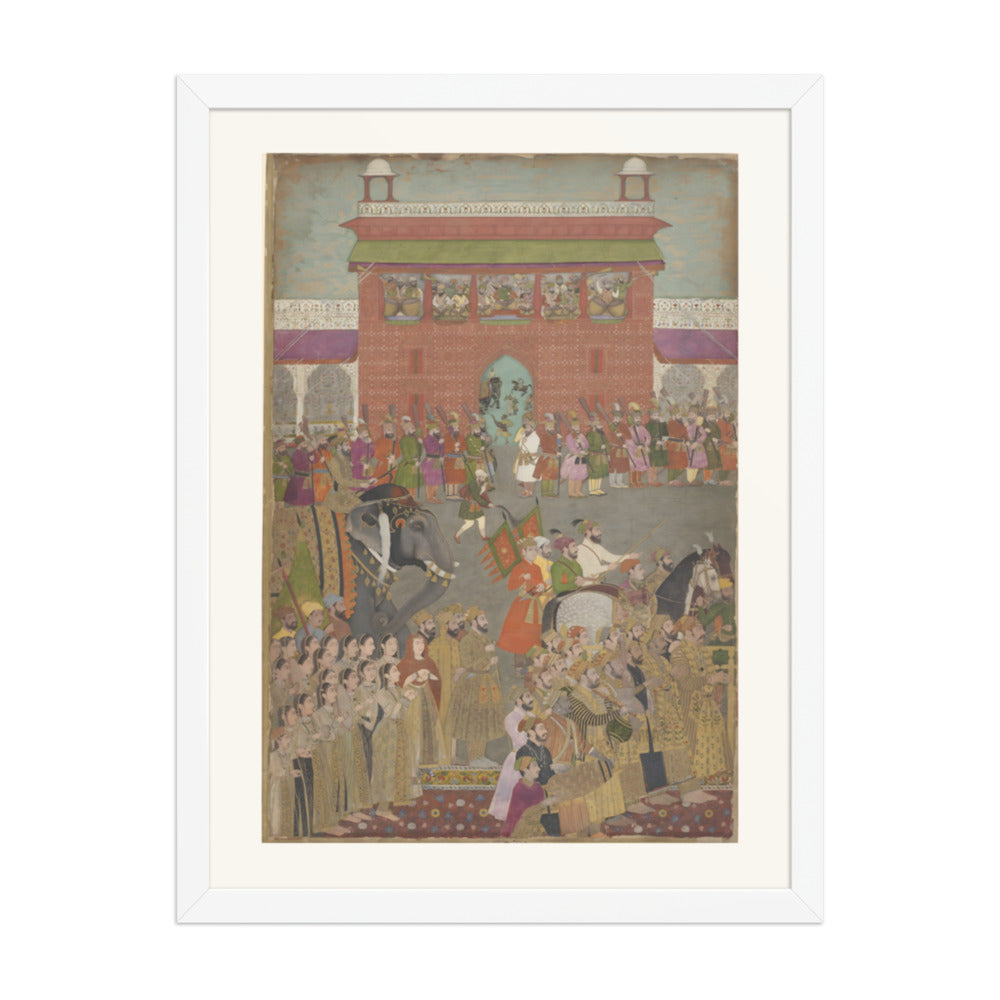 A Royal Procession with Musicians — Restored Mughal Wall Art — view 6