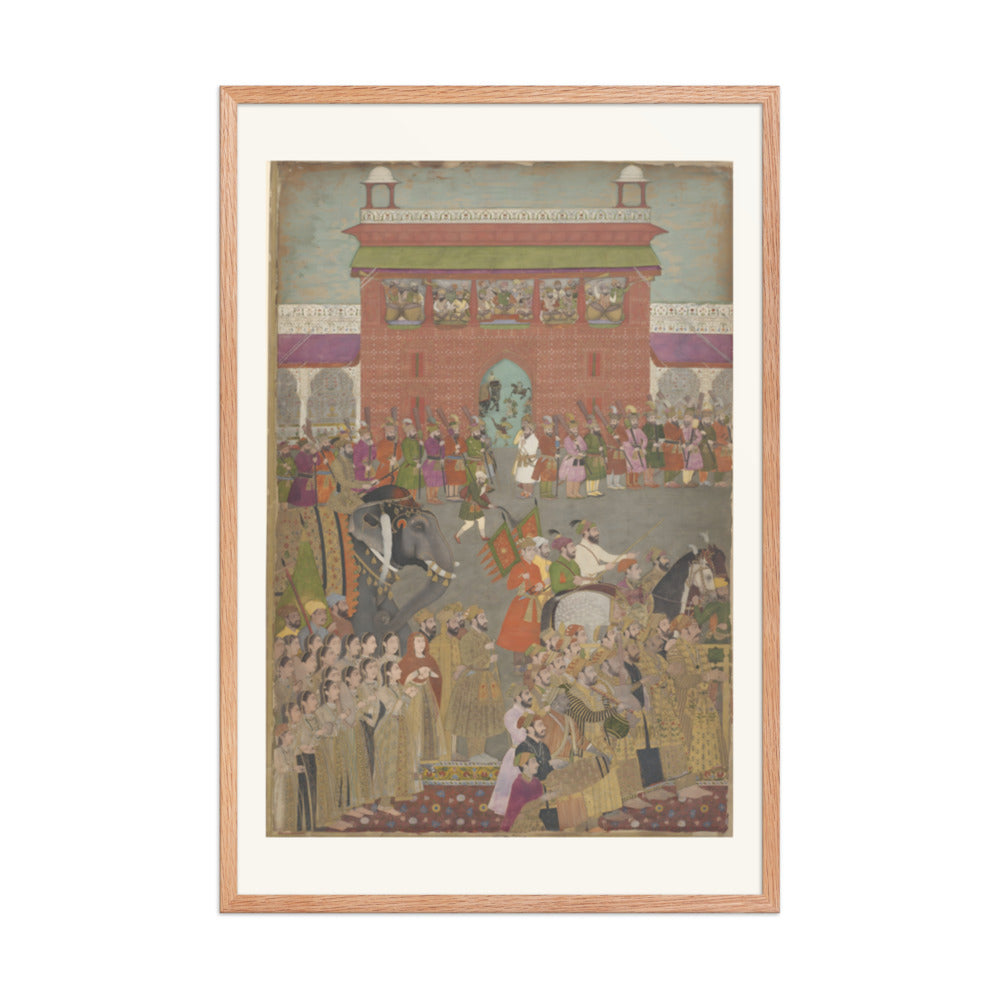 A Royal Procession with Musicians — Restored Mughal Wall Art — view 8