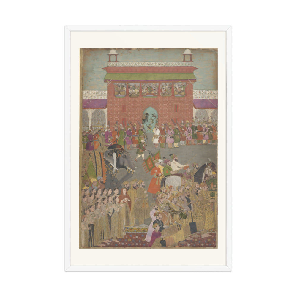 A Royal Procession with Musicians — Restored Mughal Wall Art — view 9