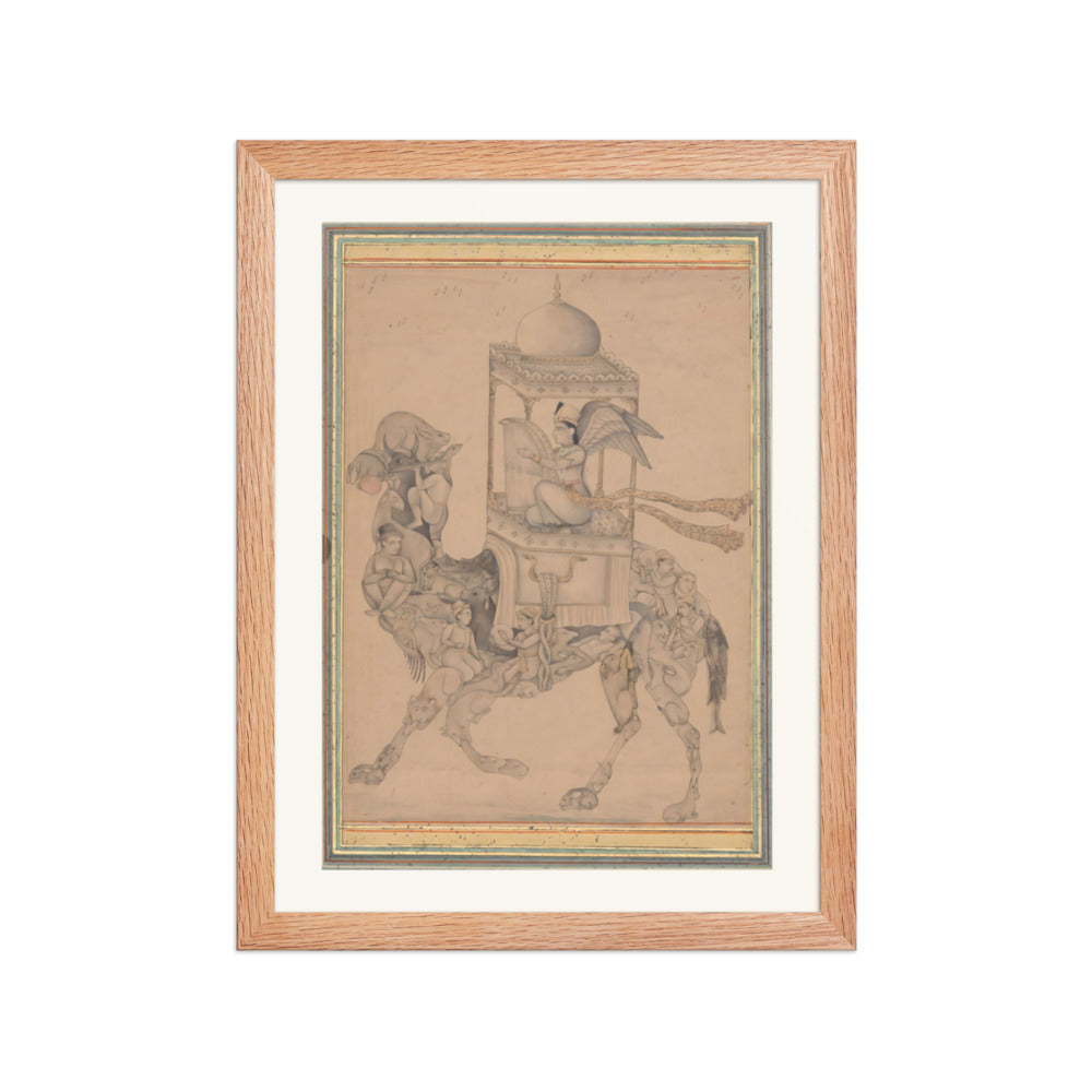 A Peri Riding a Composite Camel — Restored Deccan Wall Art — view 2