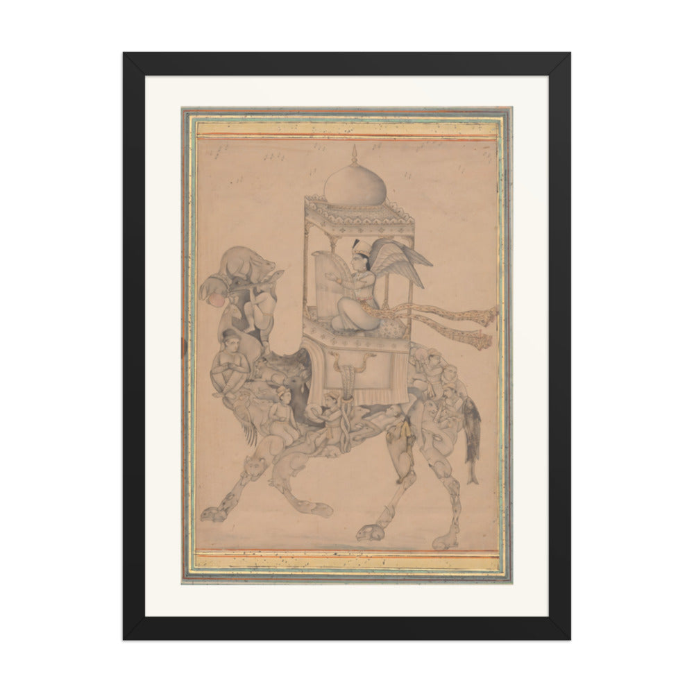 A Peri Riding a Composite Camel — Restored Deccan Wall Art — view 4