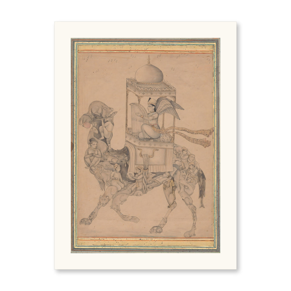 A Peri Riding a Composite Camel — Restored Deccan Wall Art — view 7