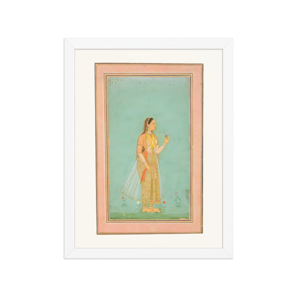 A Beauty Holding a Flower — Restored Mughal Wall Art — view 3