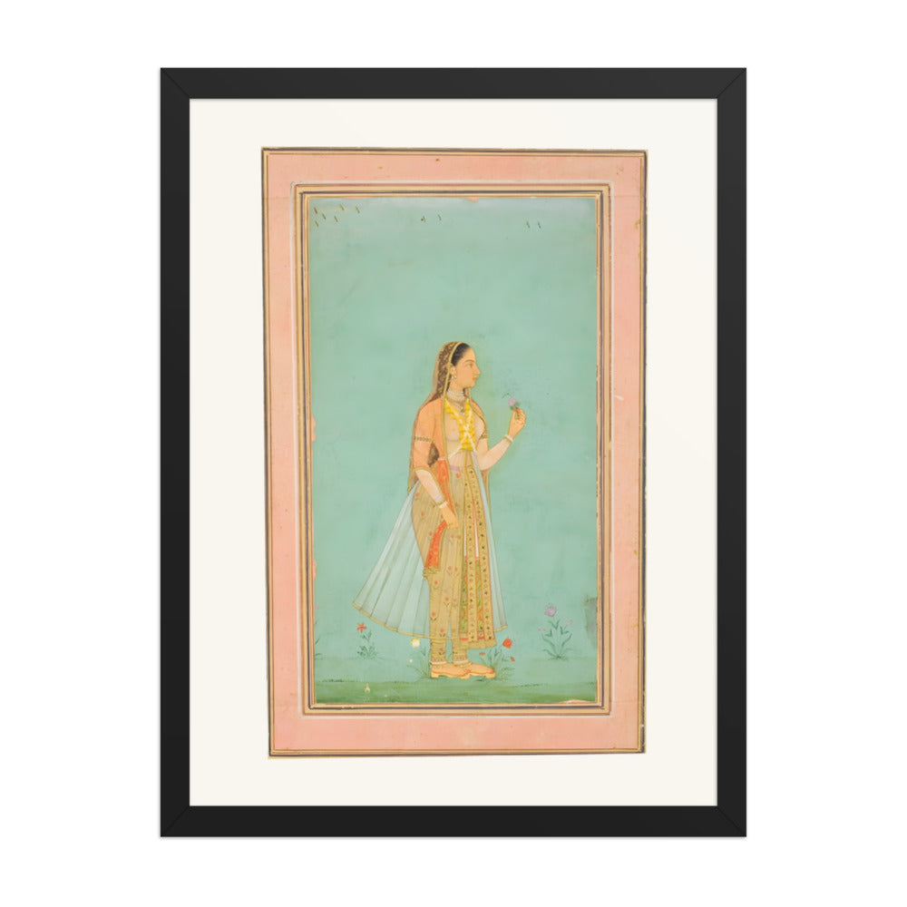 A Beauty Holding a Flower — Restored Mughal Wall Art — view 4