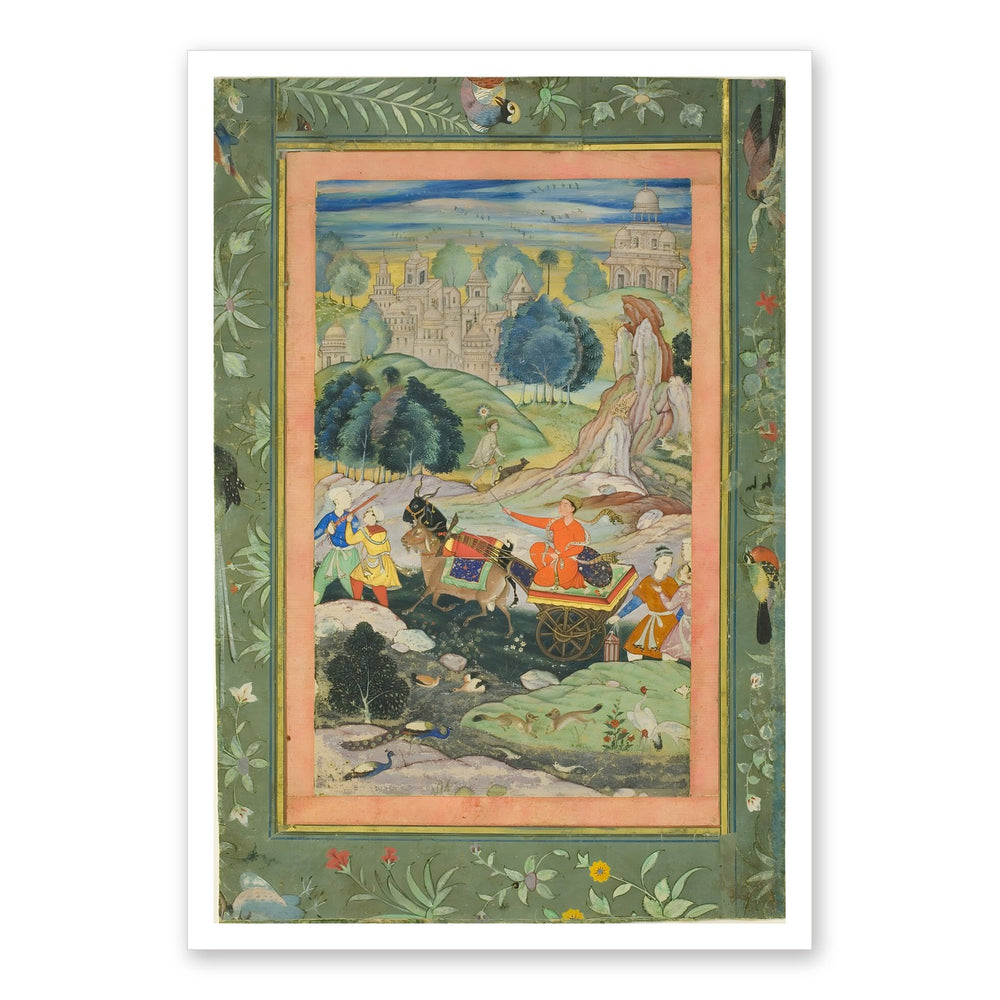 A Prince in a Goat-Drawn Chariot — Restored Mughal Wall Art — view 10