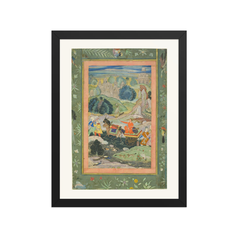 A Prince in a Goat-Drawn Chariot — Restored Mughal Wall Art