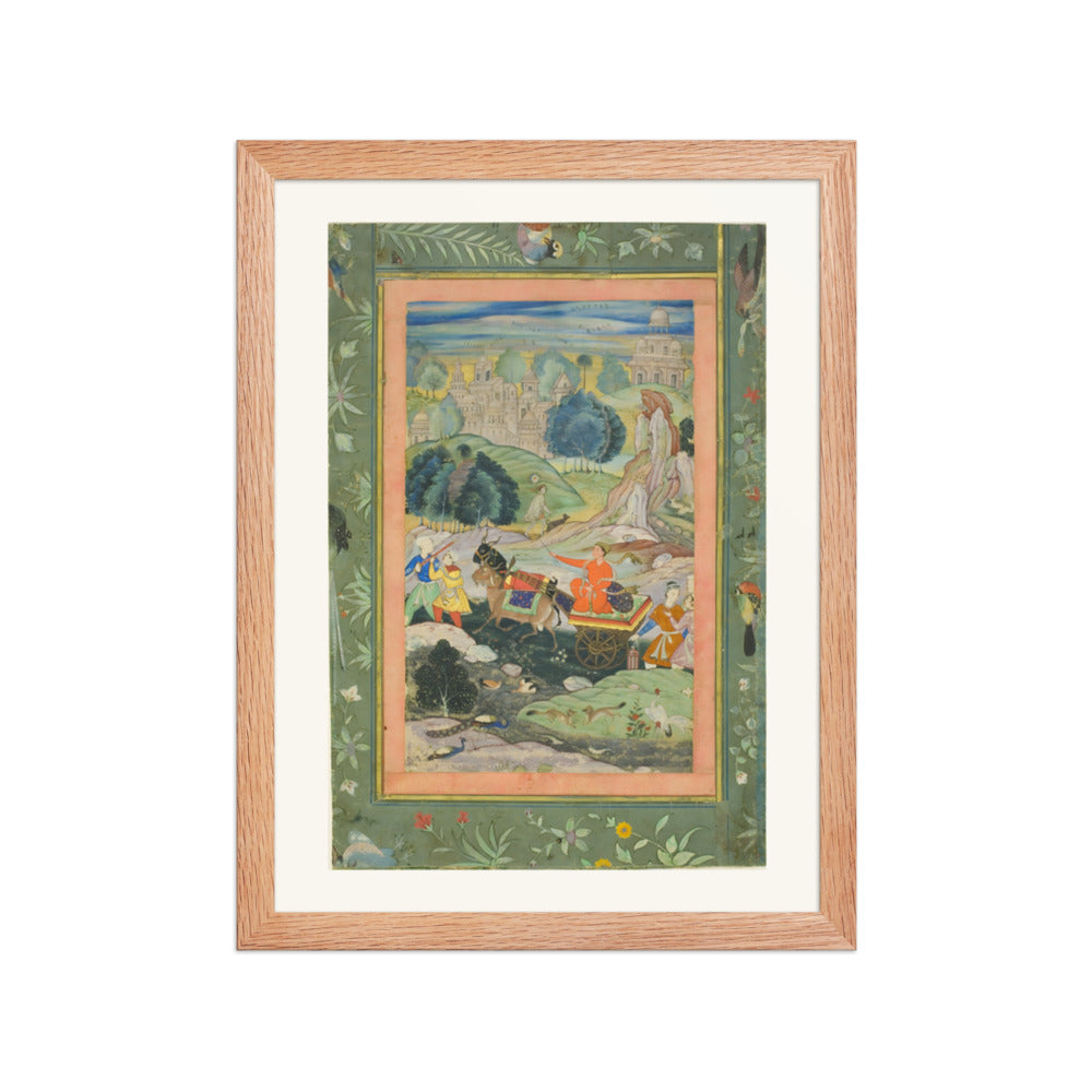 A Prince in a Goat-Drawn Chariot — Restored Mughal Wall Art — view 2