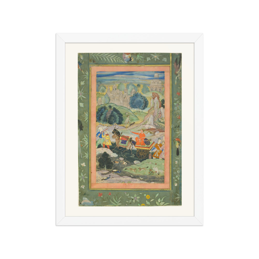 A Prince in a Goat-Drawn Chariot — Restored Mughal Wall Art — view 3