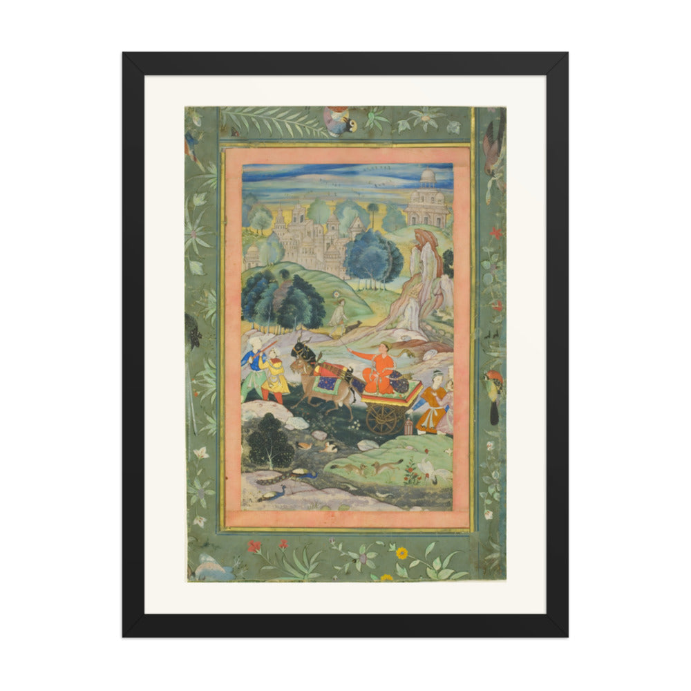 A Prince in a Goat-Drawn Chariot — Restored Mughal Wall Art — view 4