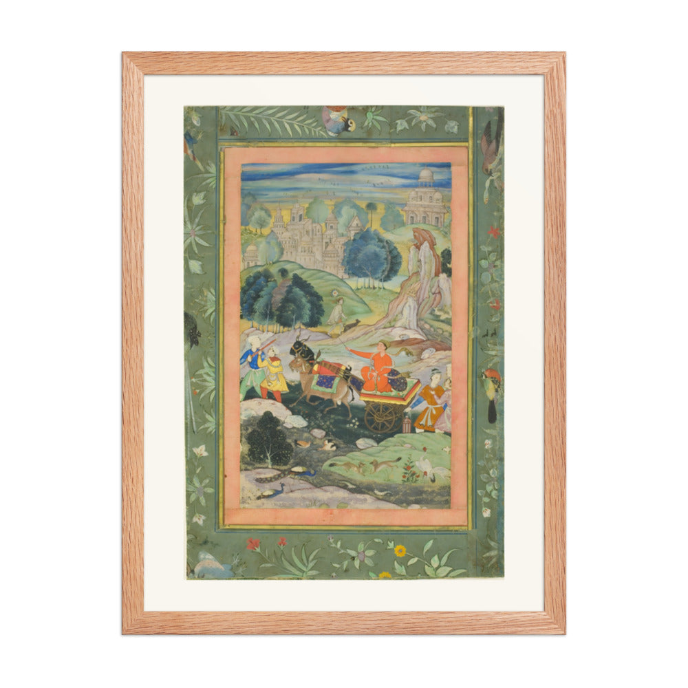 A Prince in a Goat-Drawn Chariot — Restored Mughal Wall Art — view 5