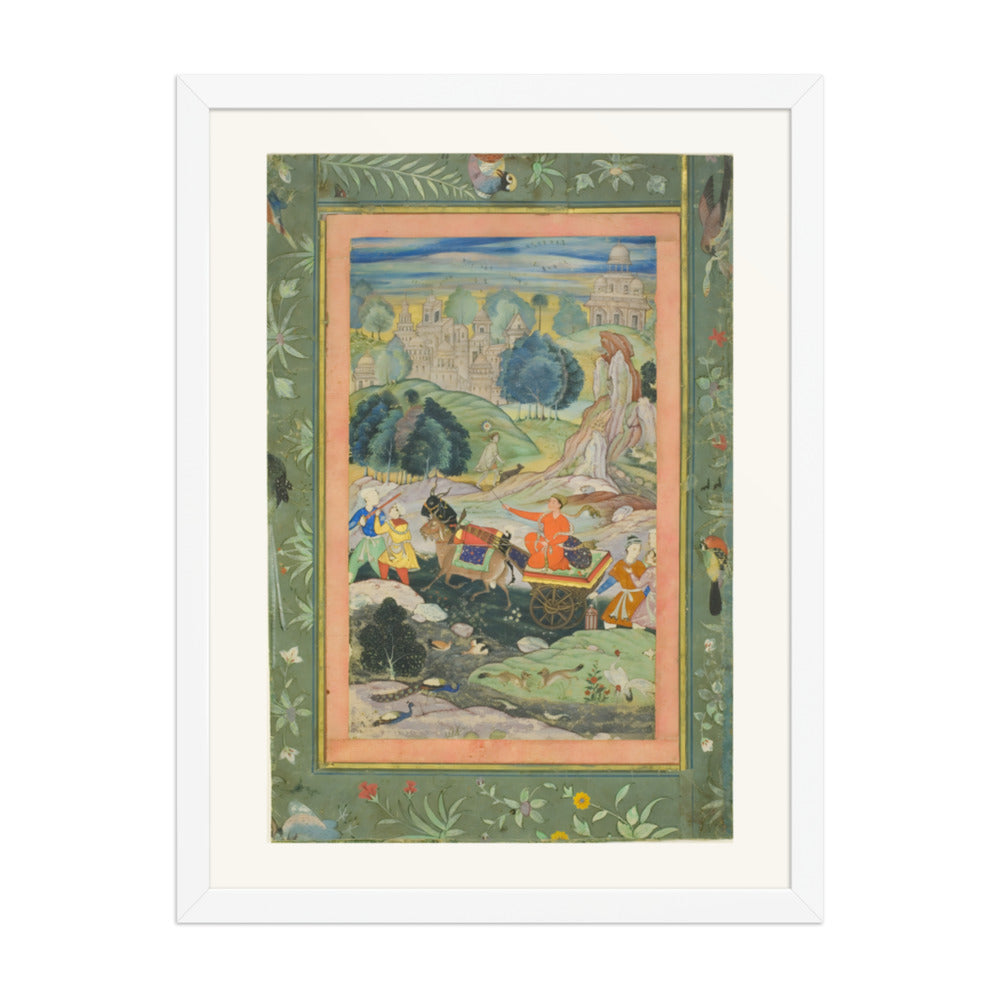 A Prince in a Goat-Drawn Chariot — Restored Mughal Wall Art — view 6
