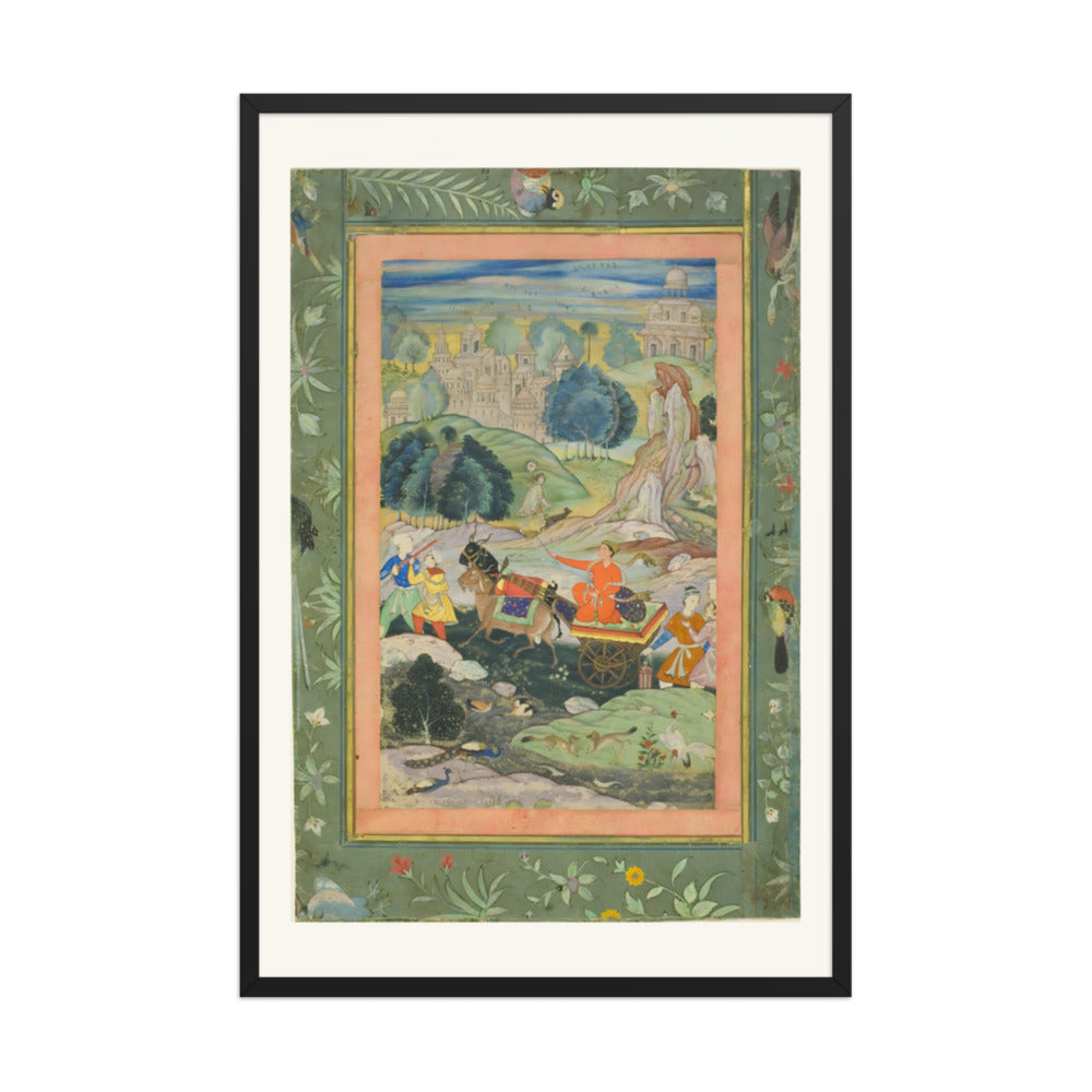 A Prince in a Goat-Drawn Chariot — Restored Mughal Wall Art — view 7