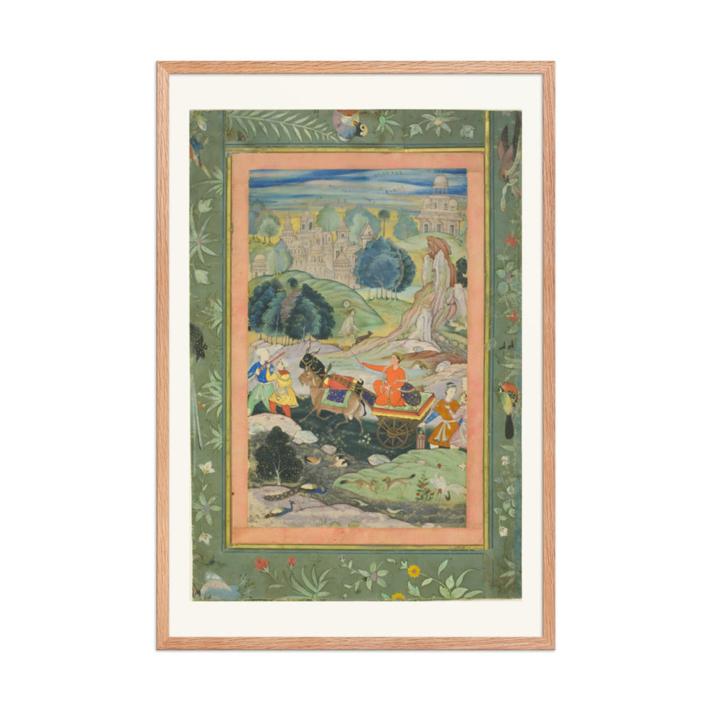 A Prince in a Goat-Drawn Chariot — Restored Mughal Wall Art — view 8