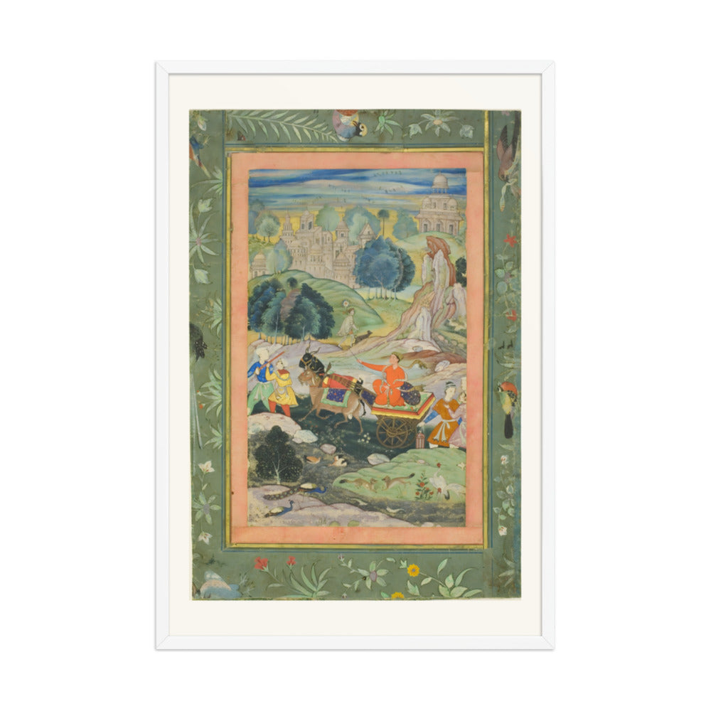A Prince in a Goat-Drawn Chariot — Restored Mughal Wall Art — view 9