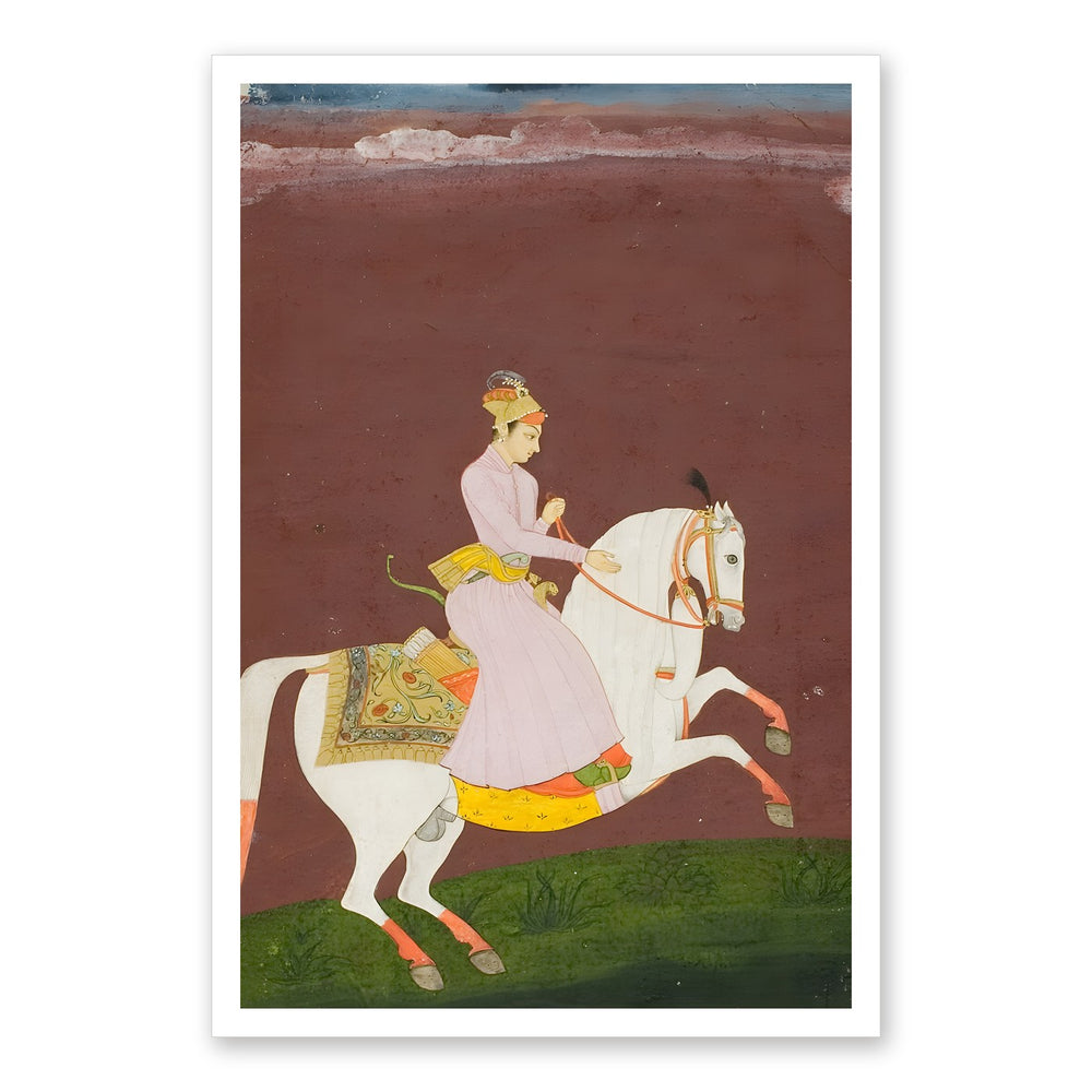 A Young Prince on Horseback — Restored Rajput Wall Art — view 7