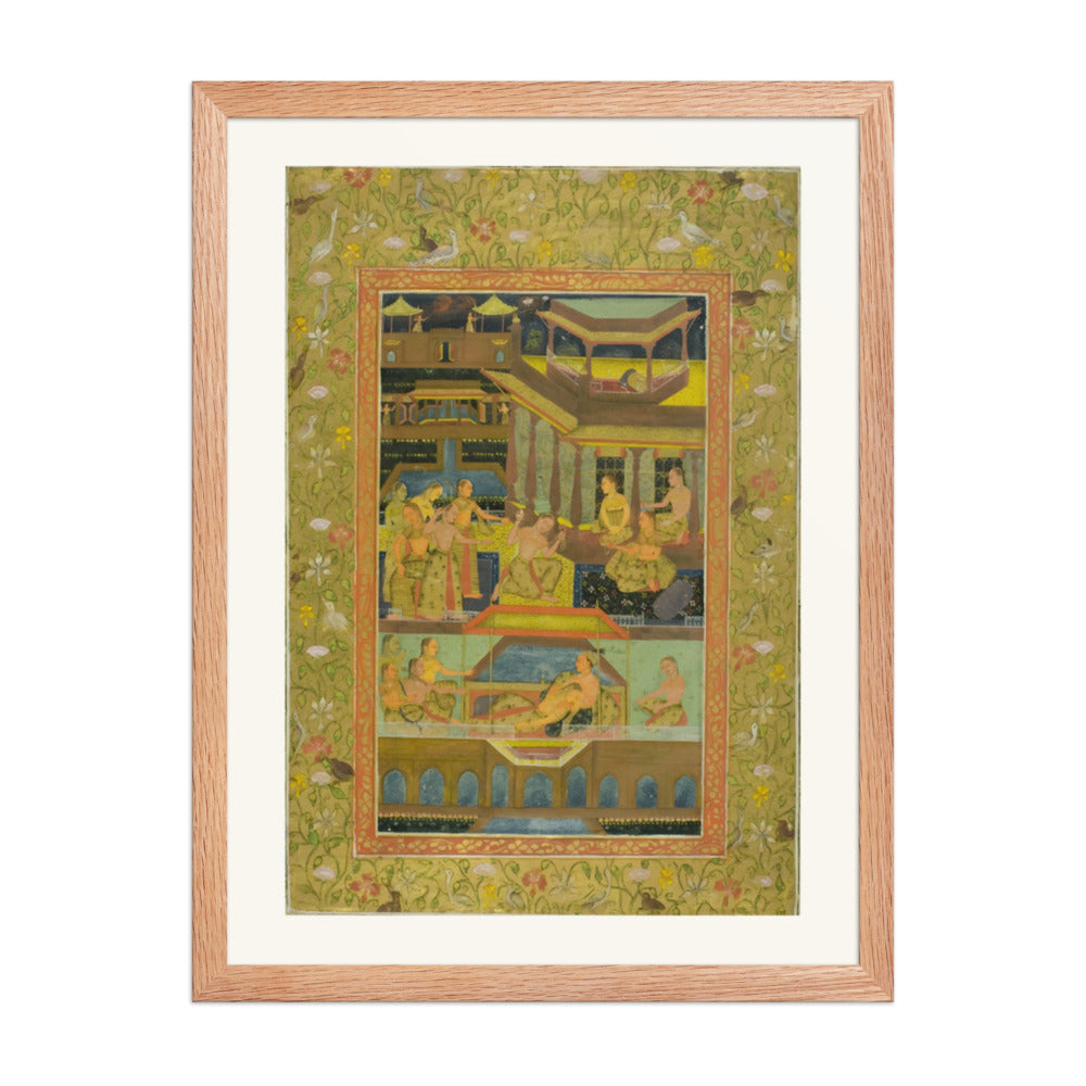 Lovers in a Zenana Garden — Restored Mughal Wall Art — view 5