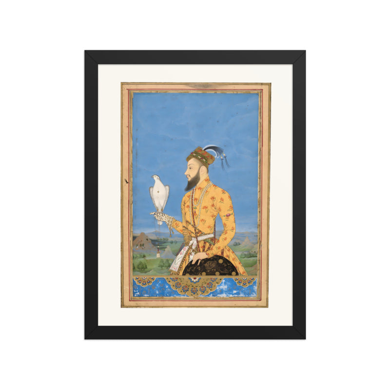 Portrait of Prince Azam Shah with a Falcon — Restored Deccan Wall Art