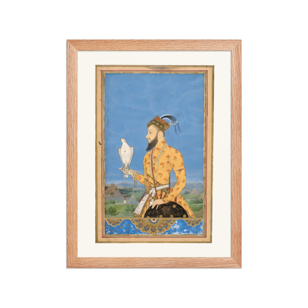 Portrait of Prince Azam Shah with a Falcon — Restored Deccan Wall Art — view 2