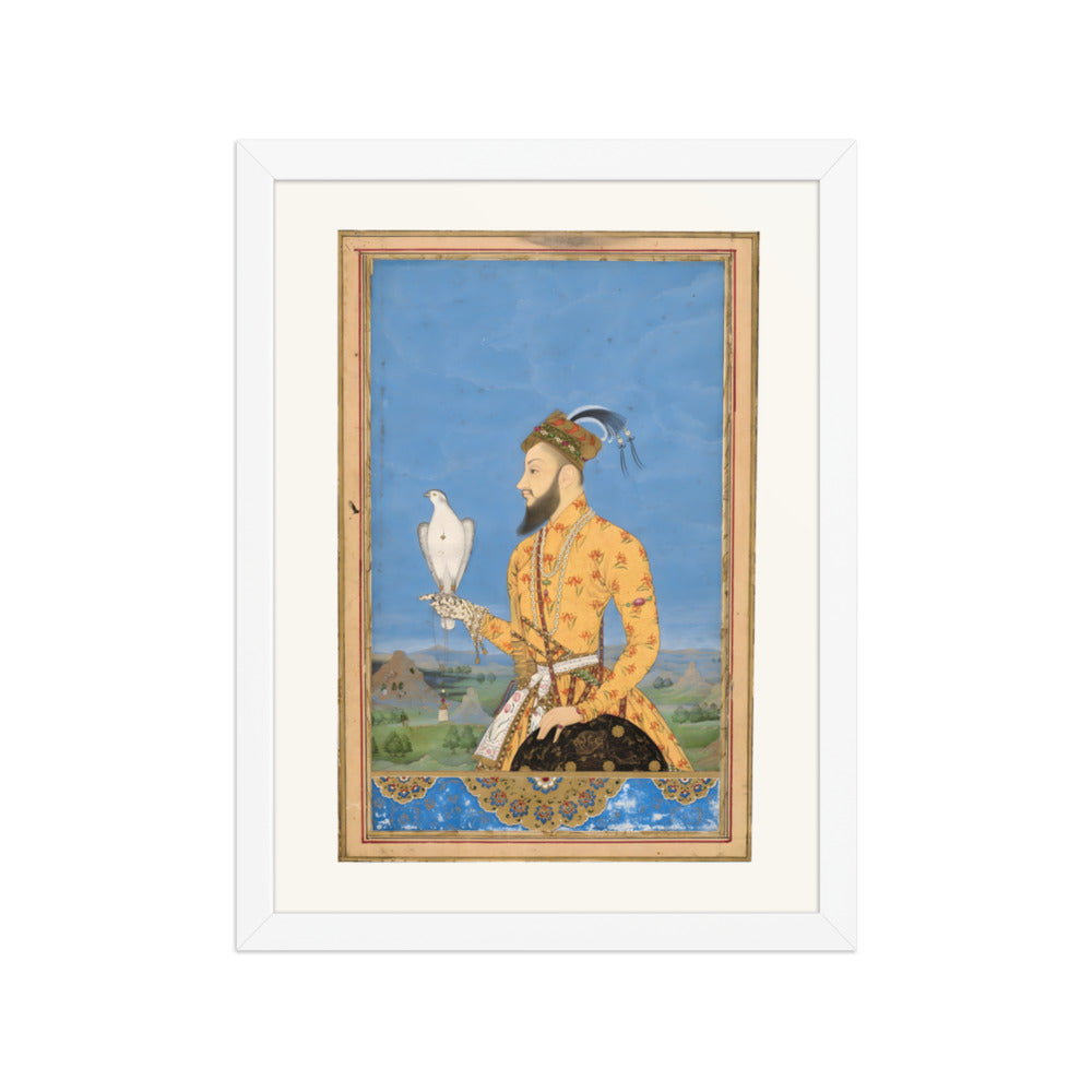 Portrait of Prince Azam Shah with a Falcon — Restored Deccan Wall Art — view 3