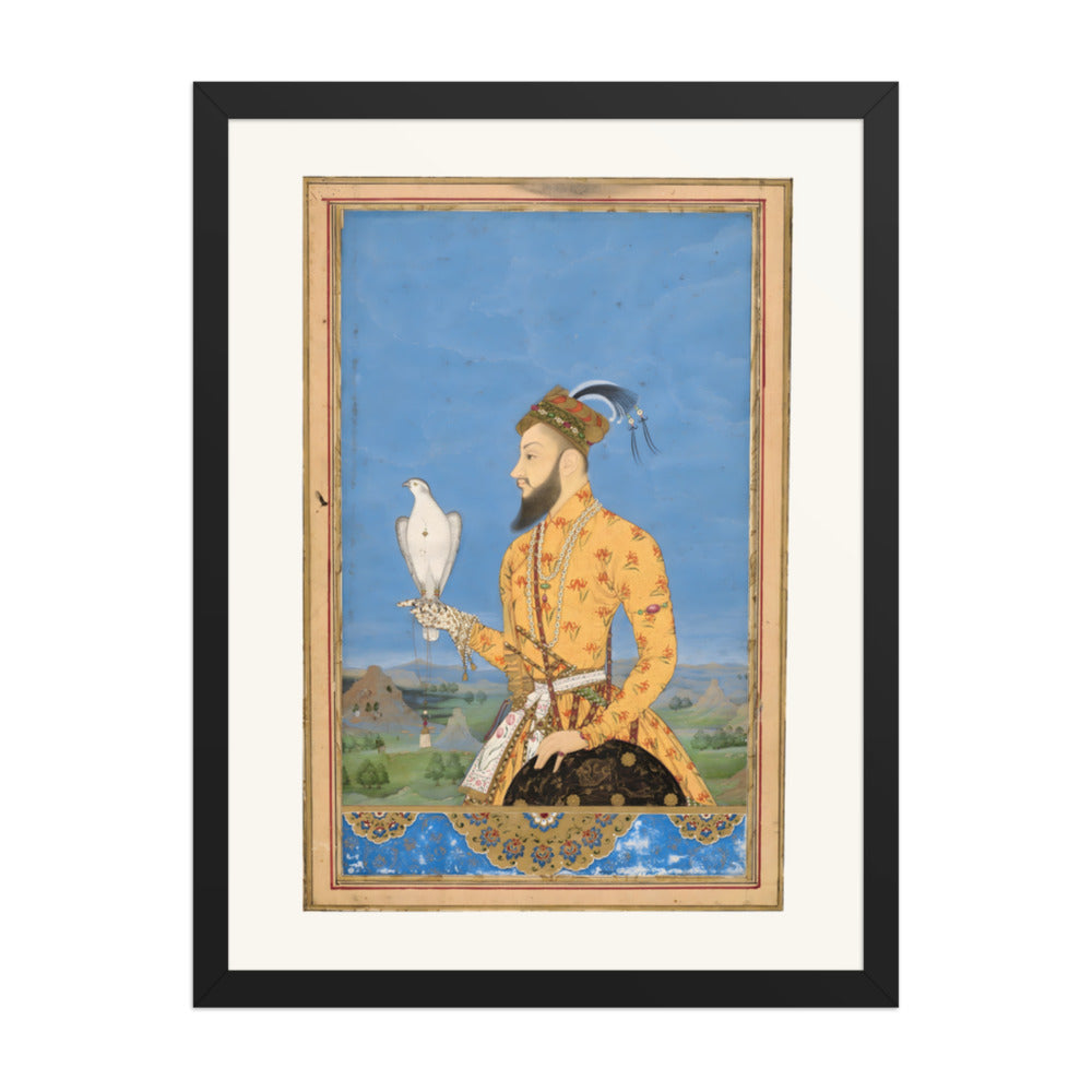 Portrait of Prince Azam Shah with a Falcon — Restored Deccan Wall Art — view 4