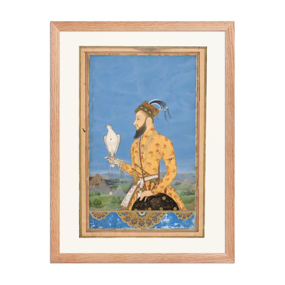 Portrait of Prince Azam Shah with a Falcon — Restored Deccan Wall Art — view 5