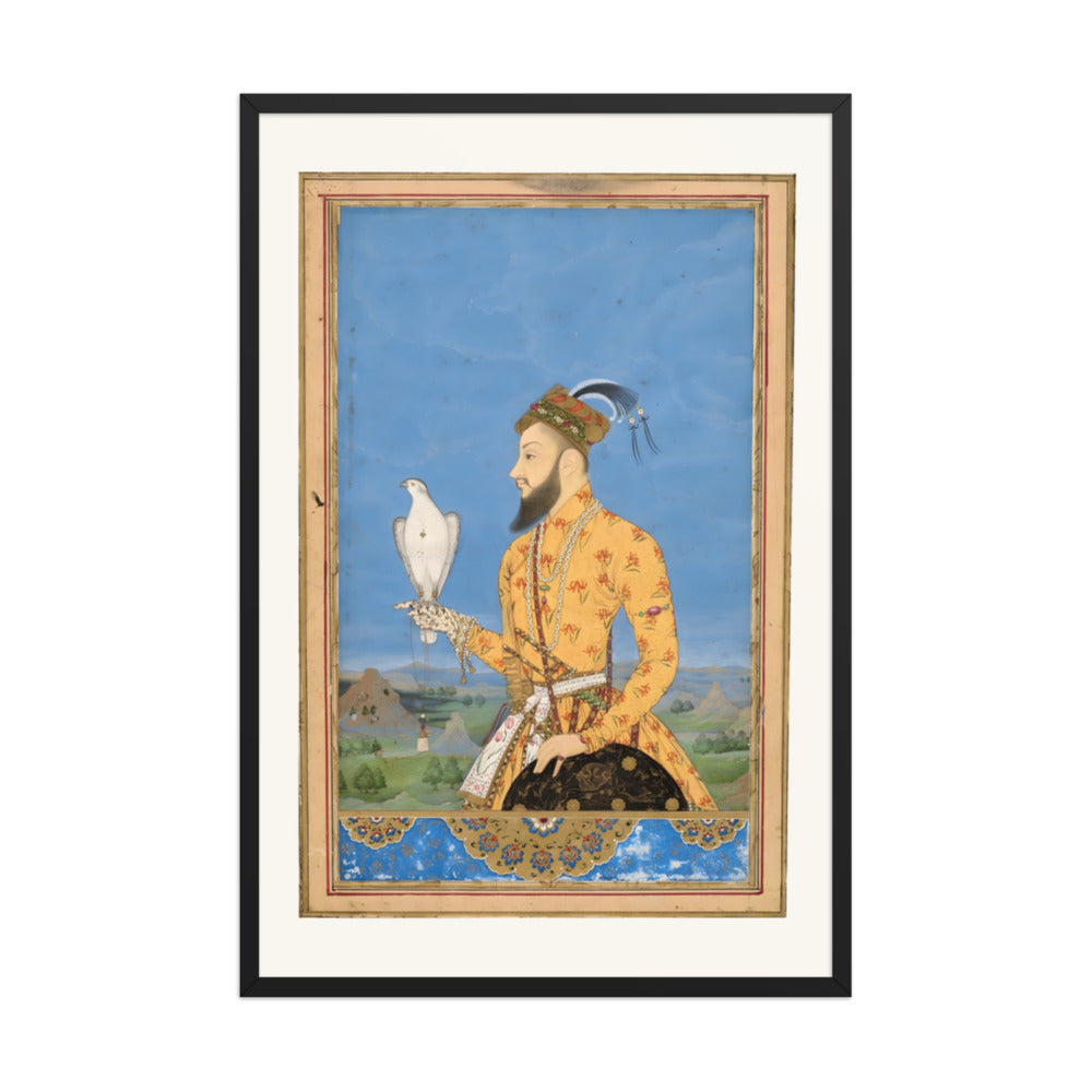 Portrait of Prince Azam Shah with a Falcon — Restored Deccan Wall Art — view 7