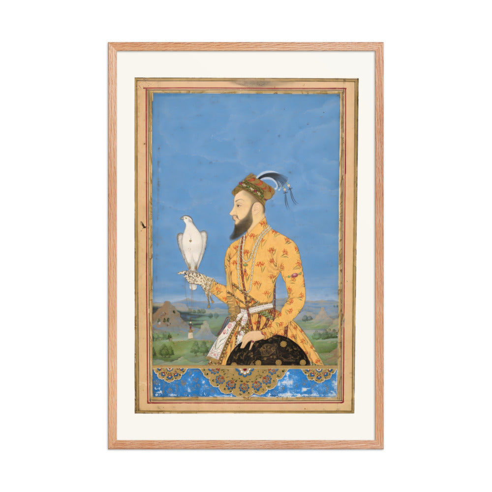 Portrait of Prince Azam Shah with a Falcon — Restored Deccan Wall Art — view 8
