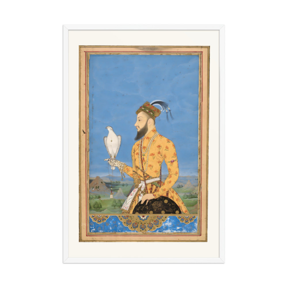 Portrait of Prince Azam Shah with a Falcon — Restored Deccan Wall Art — view 9