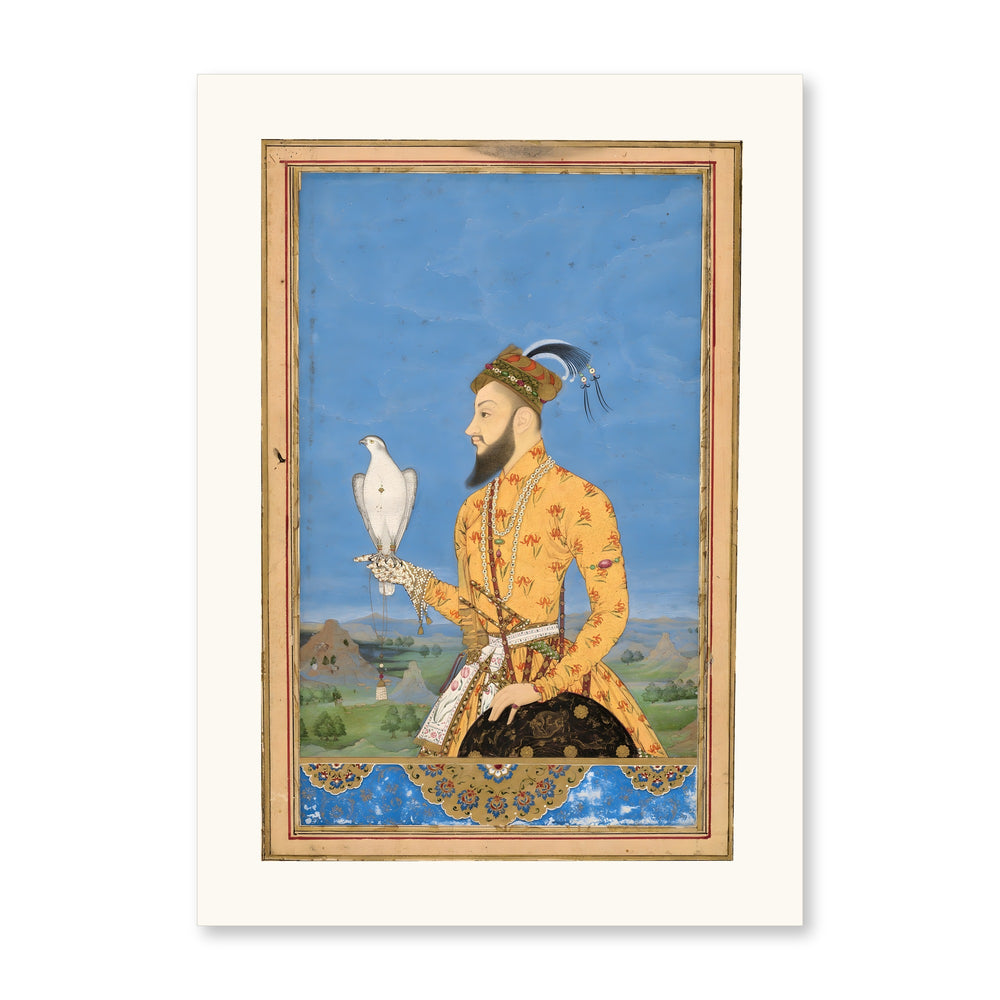 Portrait of Prince Azam Shah with a Falcon — Restored Deccan Wall Art — view 10