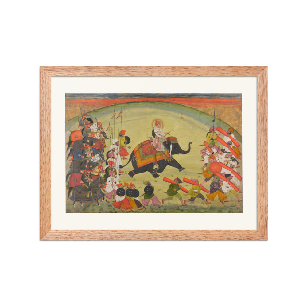 Maharao Gumen Singh Riding to the Hunt — Restored Rajput Wall Art — view 2