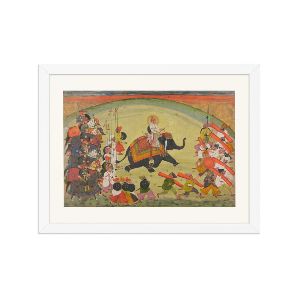 Maharao Gumen Singh Riding to the Hunt — Restored Rajput Wall Art — view 3