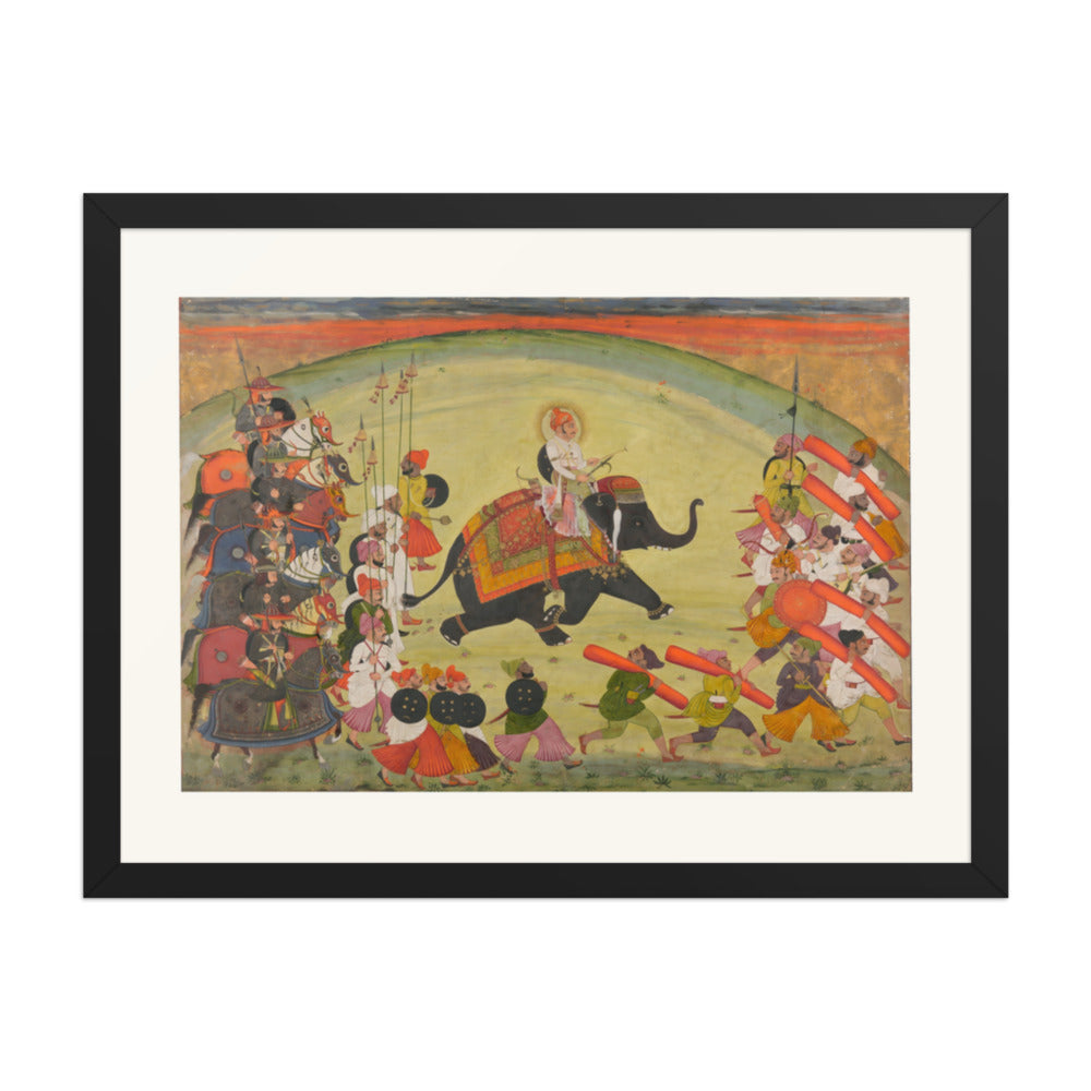 Maharao Gumen Singh Riding to the Hunt — Restored Rajput Wall Art — view 4