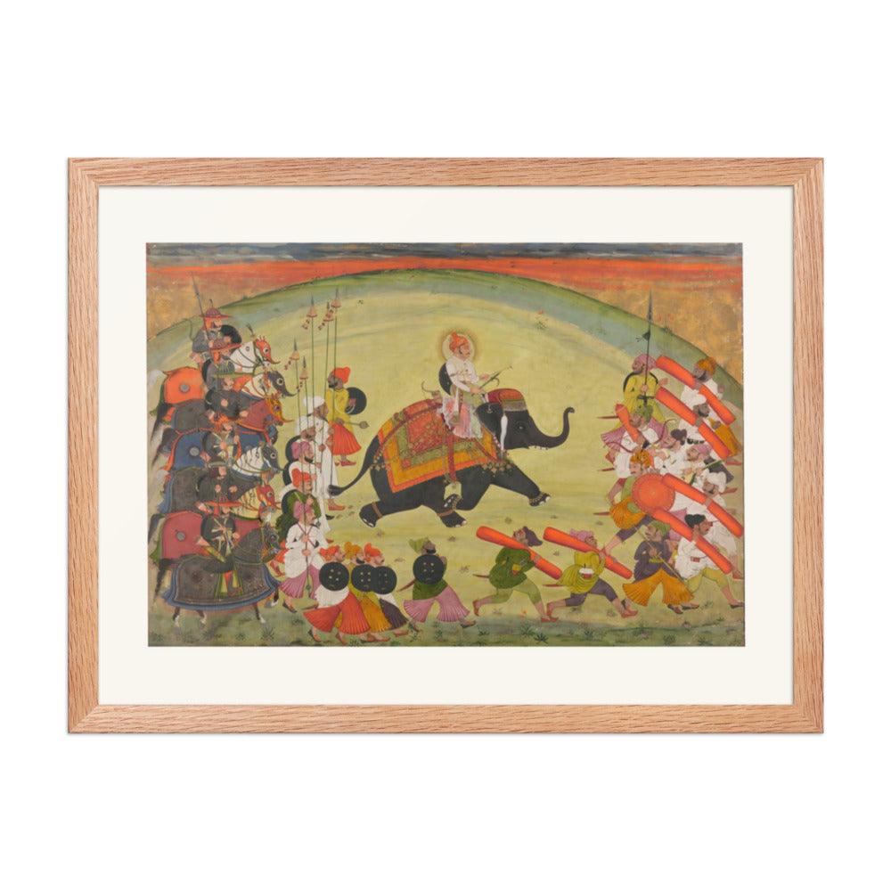 Maharao Gumen Singh Riding to the Hunt — Restored Rajput Wall Art — view 5