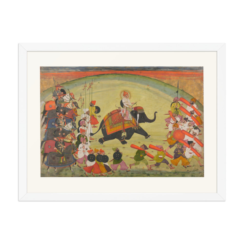 Maharao Gumen Singh Riding to the Hunt — Restored Rajput Wall Art — view 6
