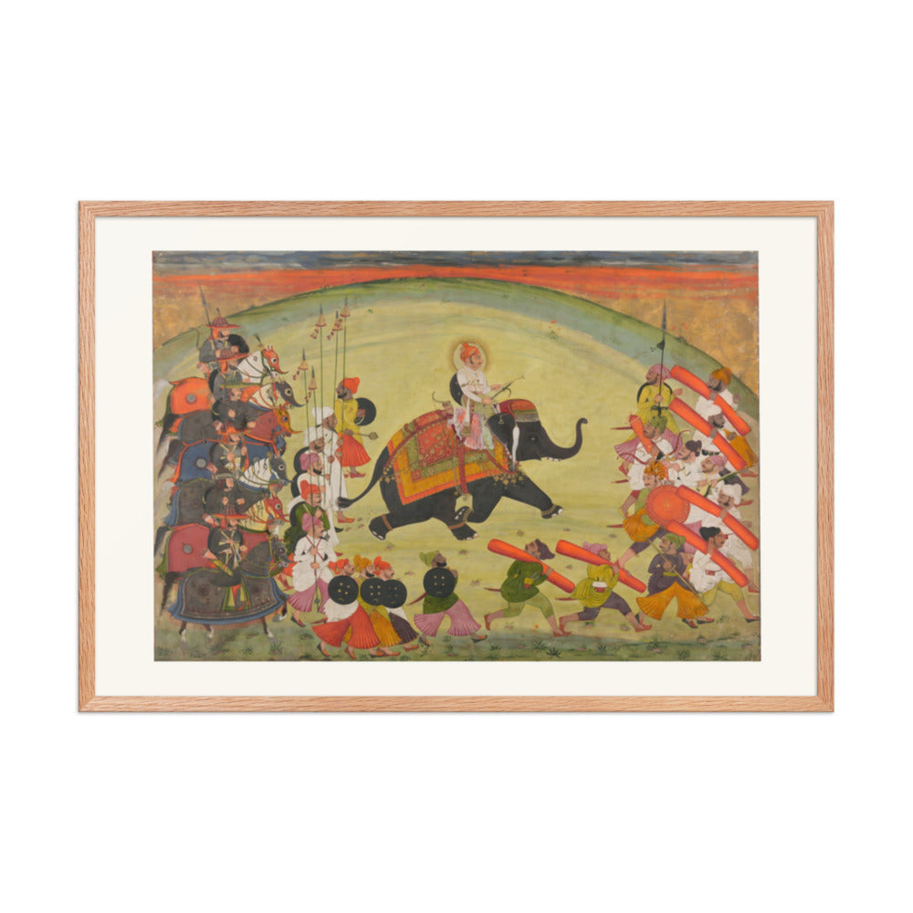 Maharao Gumen Singh Riding to the Hunt — Restored Rajput Wall Art — view 8